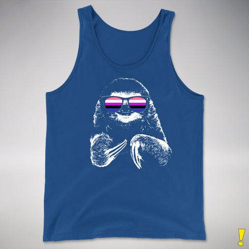 Pride Sloth Genderfluid Flag Sunglasses Premium Tank Top - Royal Blue